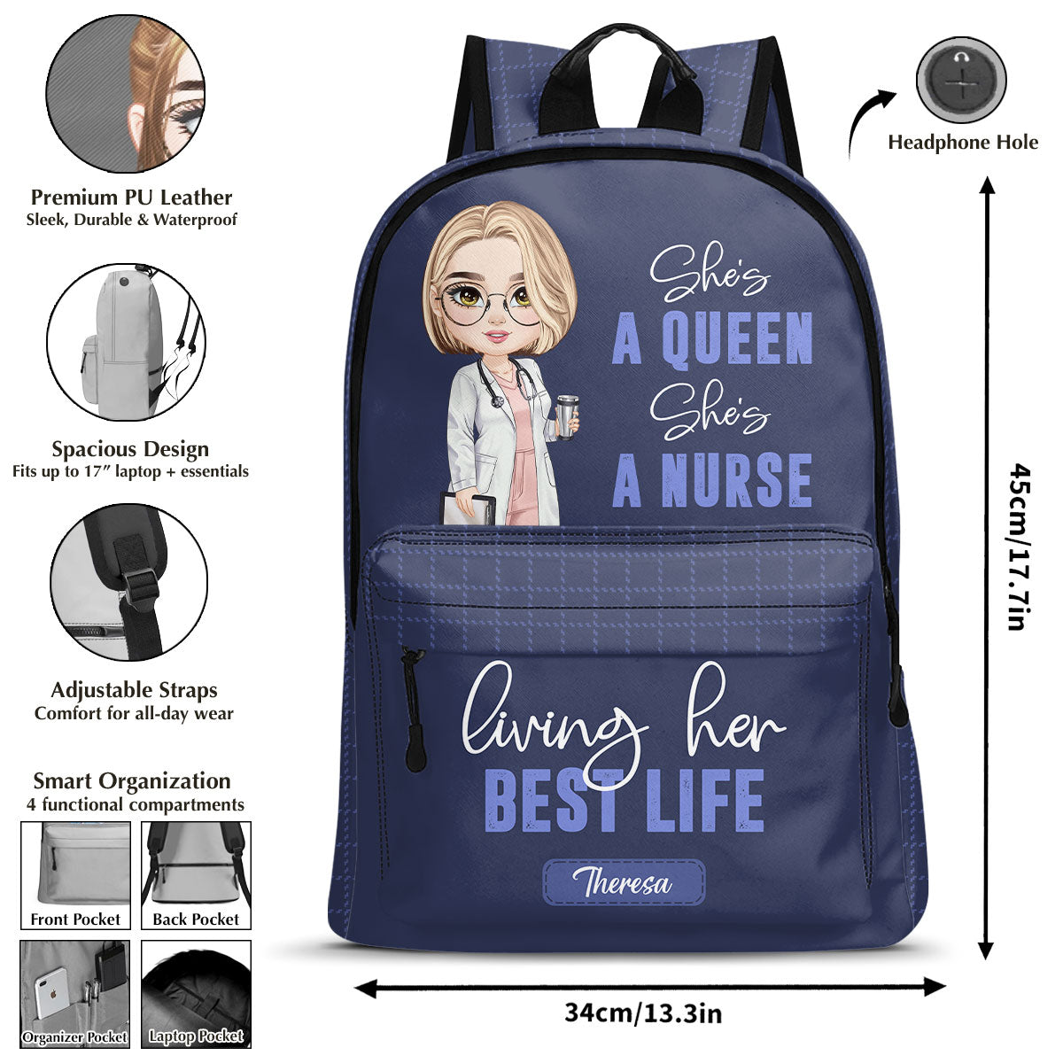 Nurse Queen Power - Personalized Backpack