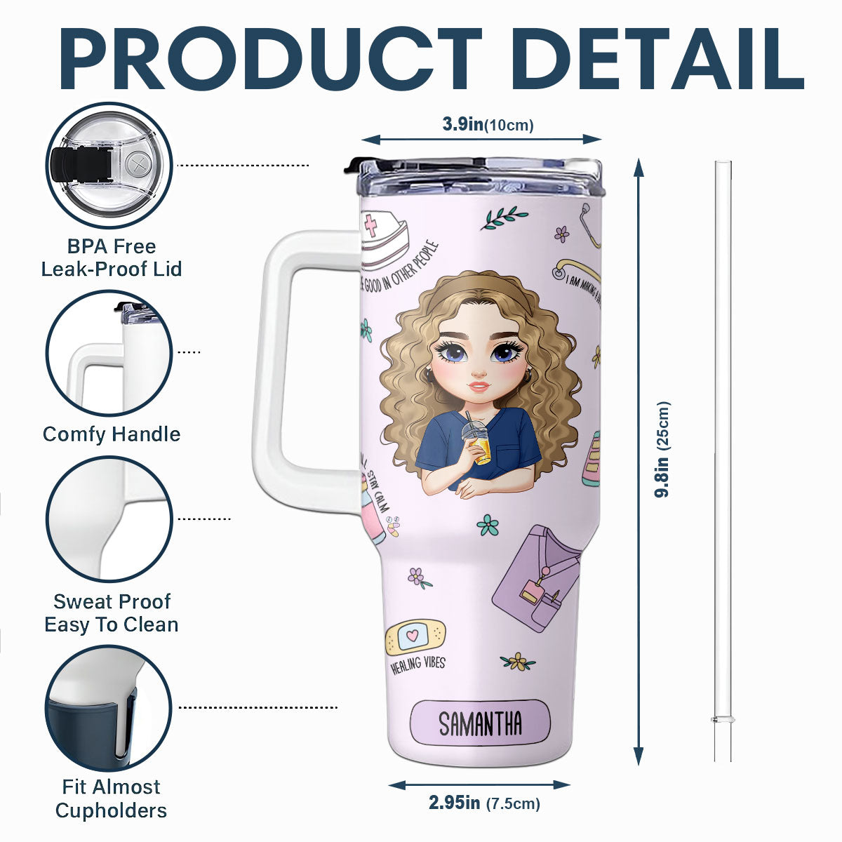 Nurse Life - Personalized Nurse 40oz Tumbler With Handle