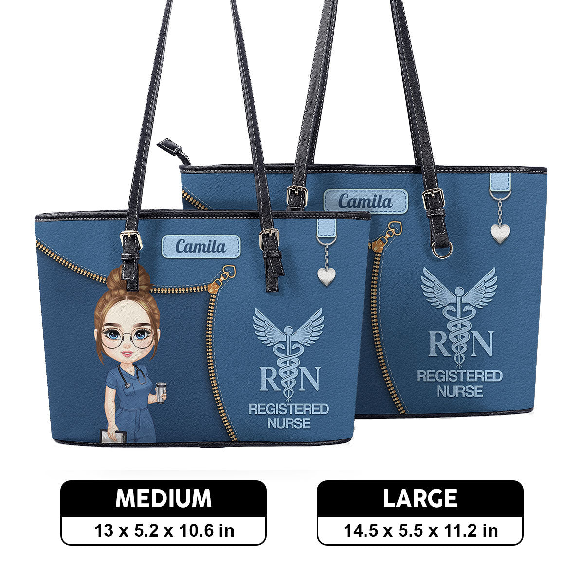 Glamorous Nurse Life - Personalized Custom Nurse Leather Tote Bag