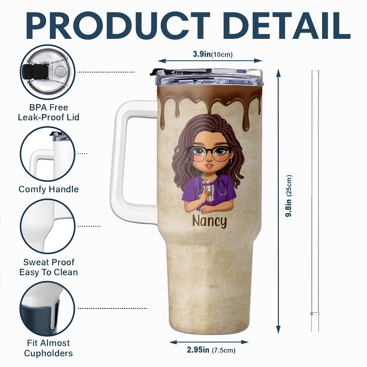 Coffee Nurse Life - Personalized Nurse 40oz Tumbler With Handle