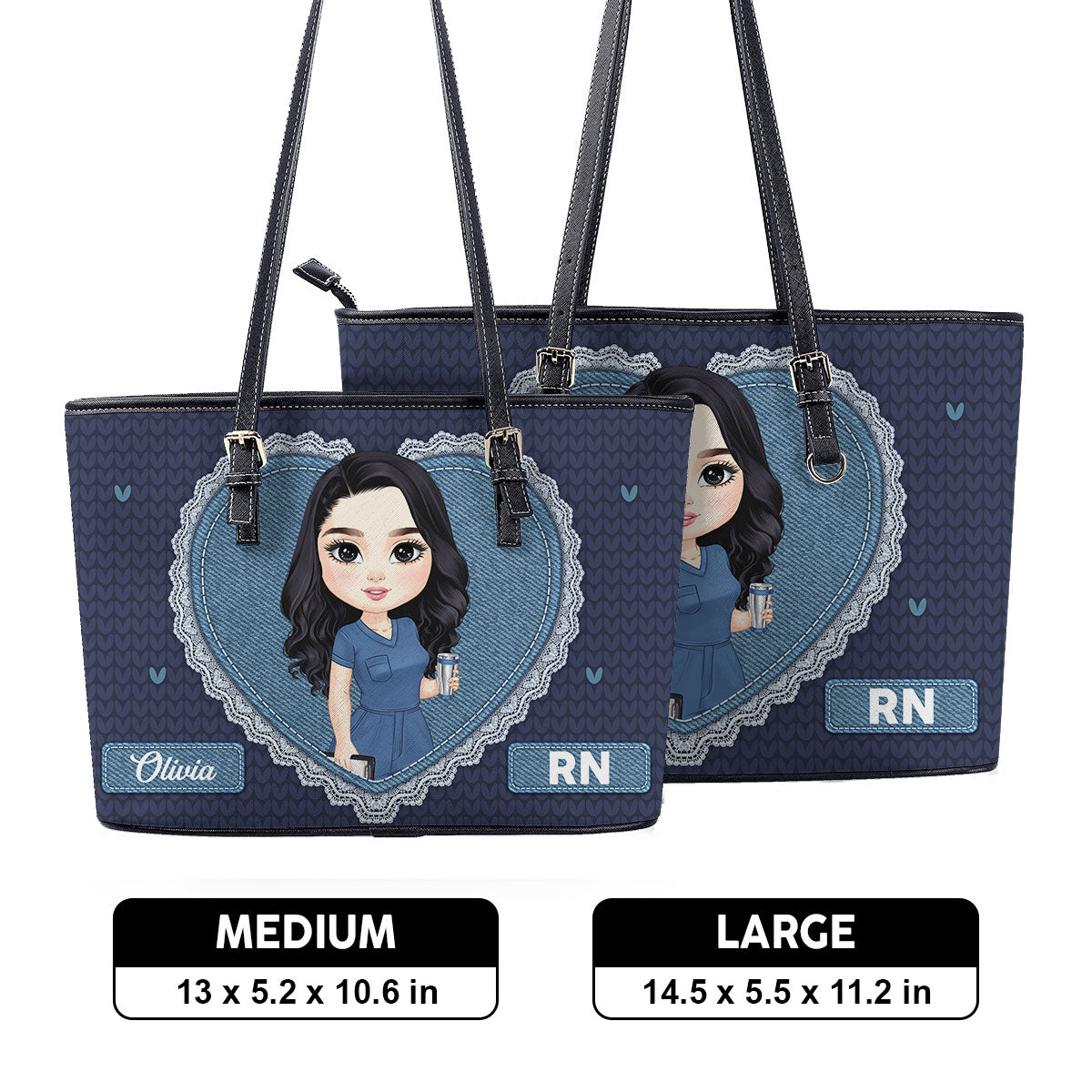 Just A Happy Nurse - Personalized Custom Nurse Leather Tote Bag