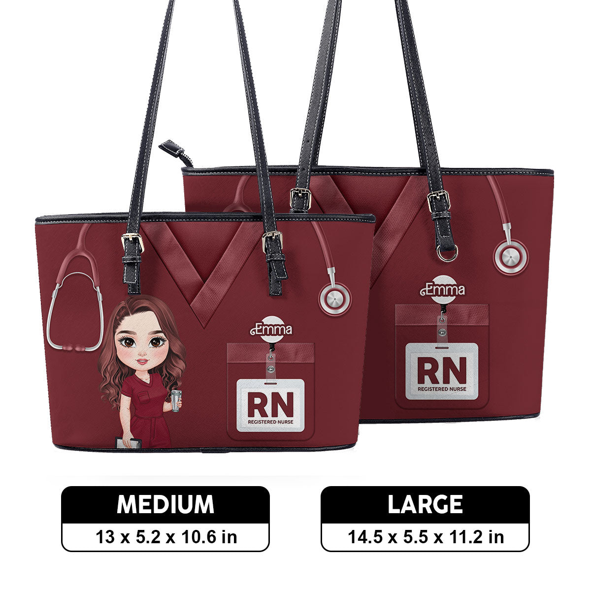 Real Nurse - Personalized Custom Nurse Leather Tote Bag