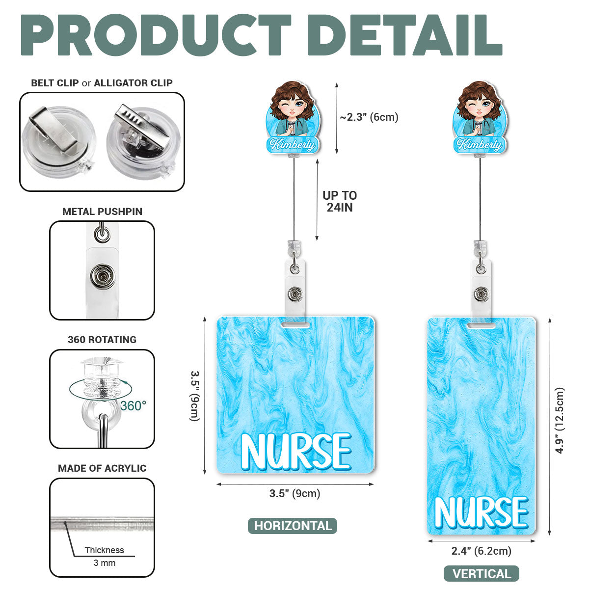 Marble Style Nurse - Personalized Nurse Badge Reel & Buddy Set