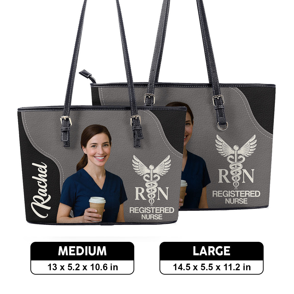 Nurse With Love Photo - Personalized Custom Nurse Leather Tote Bag