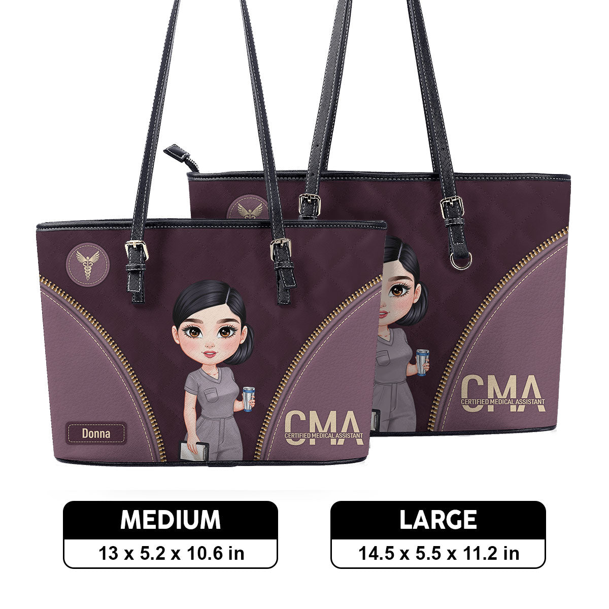 Humble Nurse - Personalized Custom Nurse Leather Tote Bag