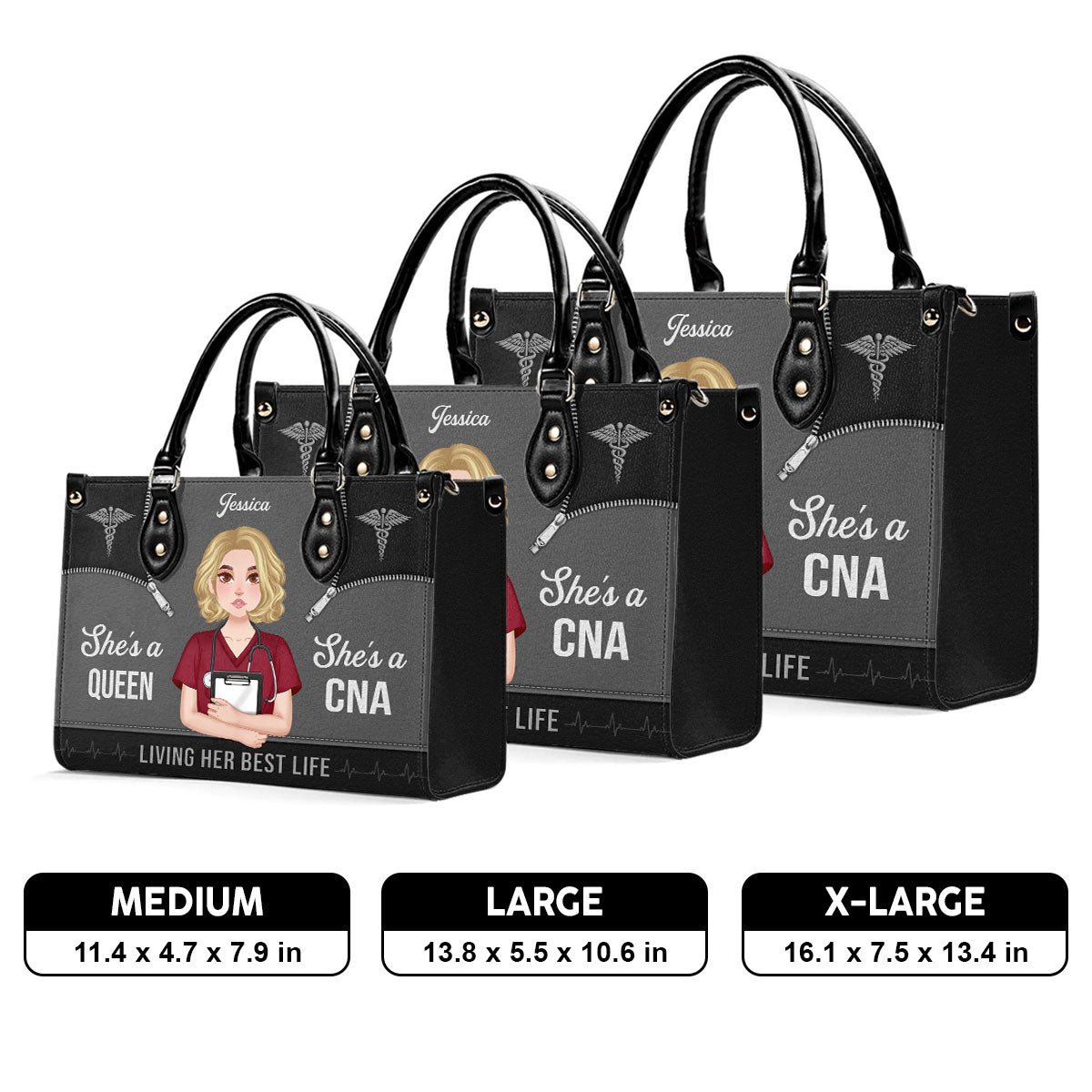 Nurse Queen Life - Personalized Custom Leather Handbag