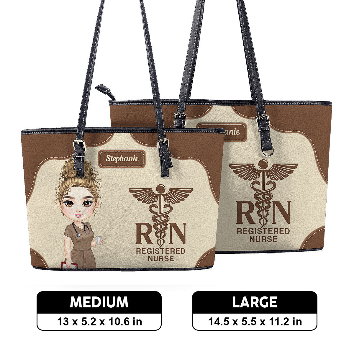 Nurse Caring - Personalized Custom Nurse Leather Tote Bag