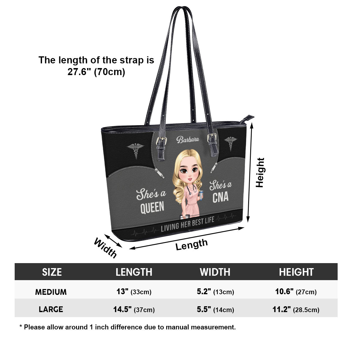 Nursing Queen Life - Personalized Custom Nurse Leather Tote Bag
