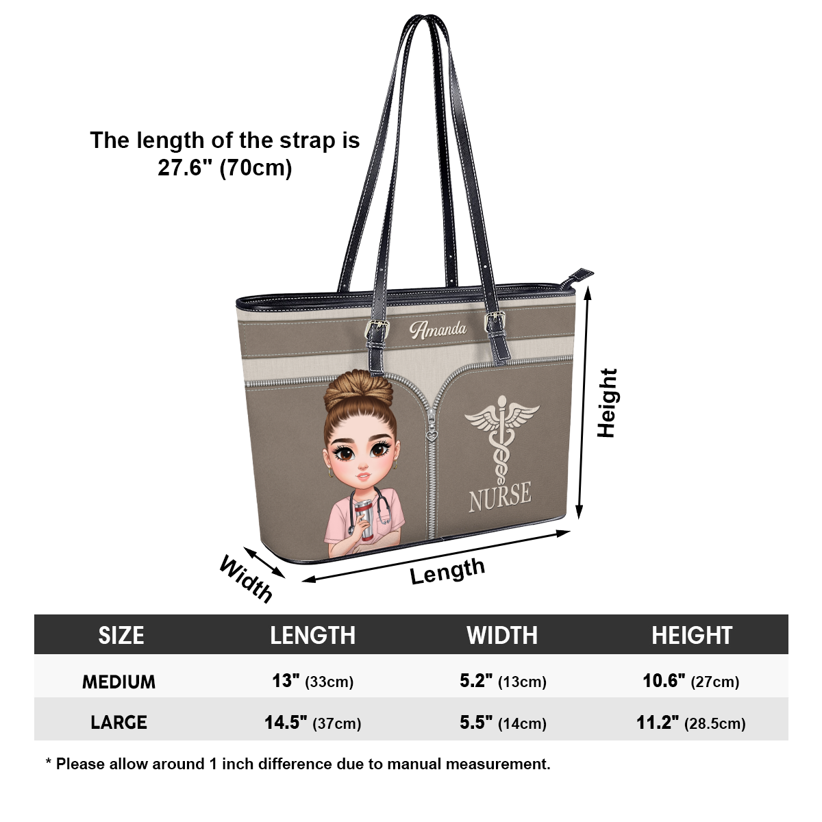 Nurse Graceful Soul - Personalized Custom Nurse Leather Tote Bag