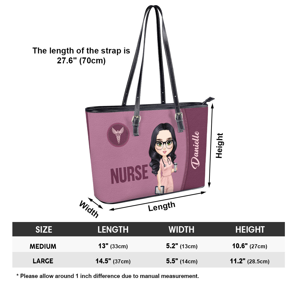 Timeless Style Nurse - Personalized Custom Nurse Leather Tote Bag