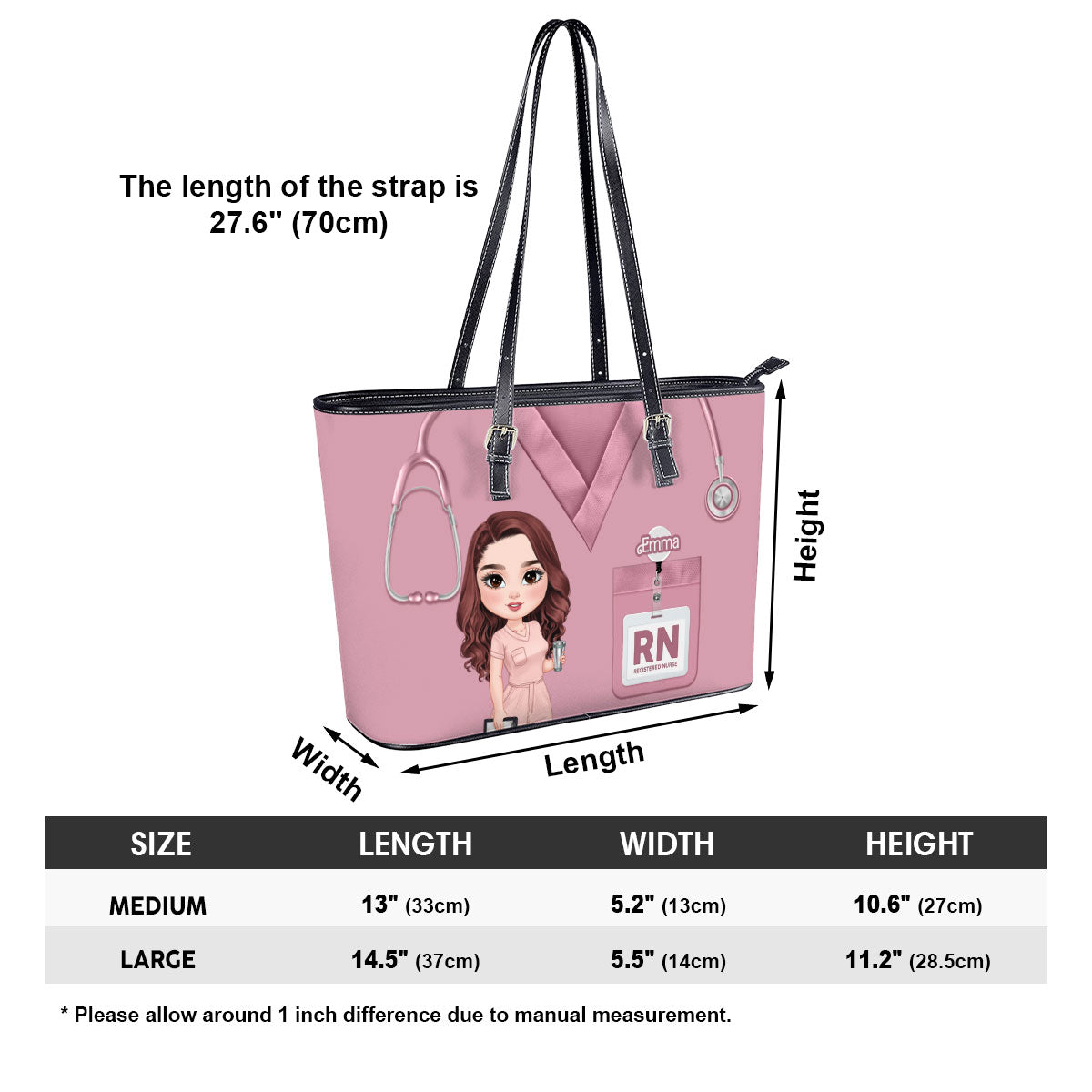 Real Nurse - Personalized Custom Nurse Leather Tote Bag