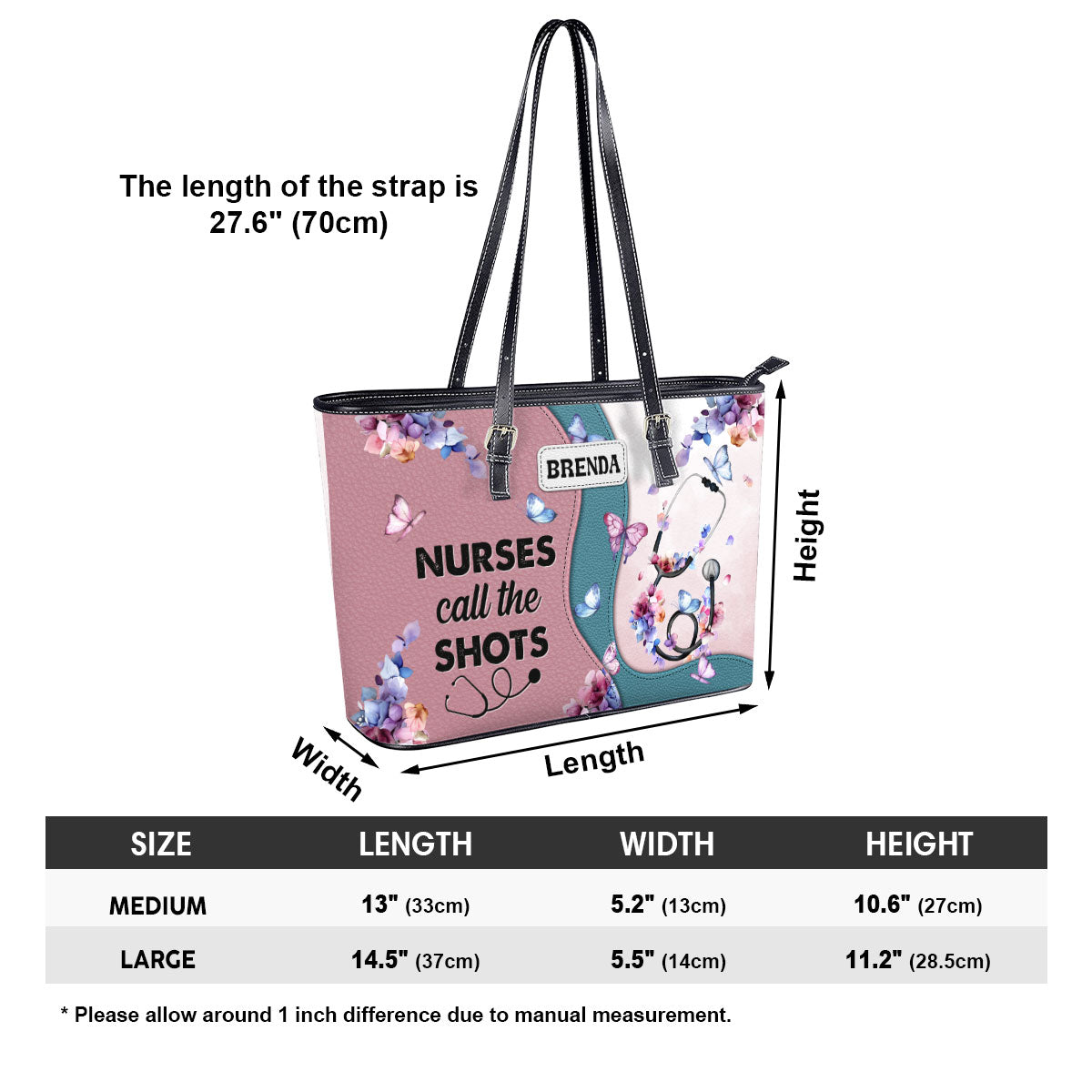 Nurses Call The Shot - Personalized Custom Nurse Leather Tote Bag