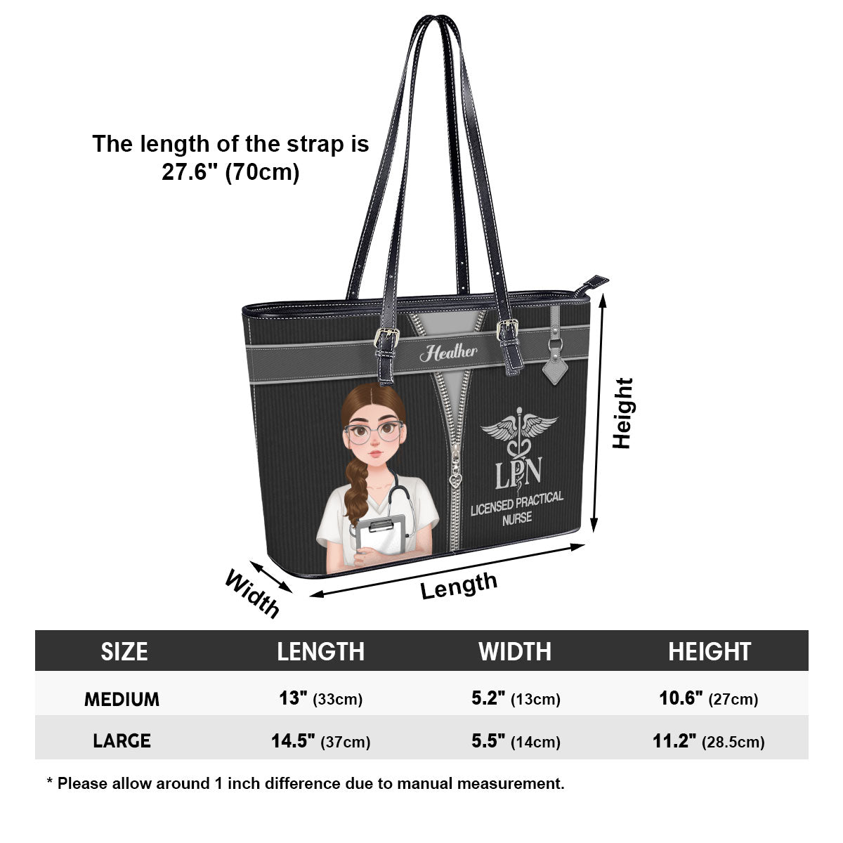Corduroy Nurse - Personalized Custom Nurse Leather Tote Bag