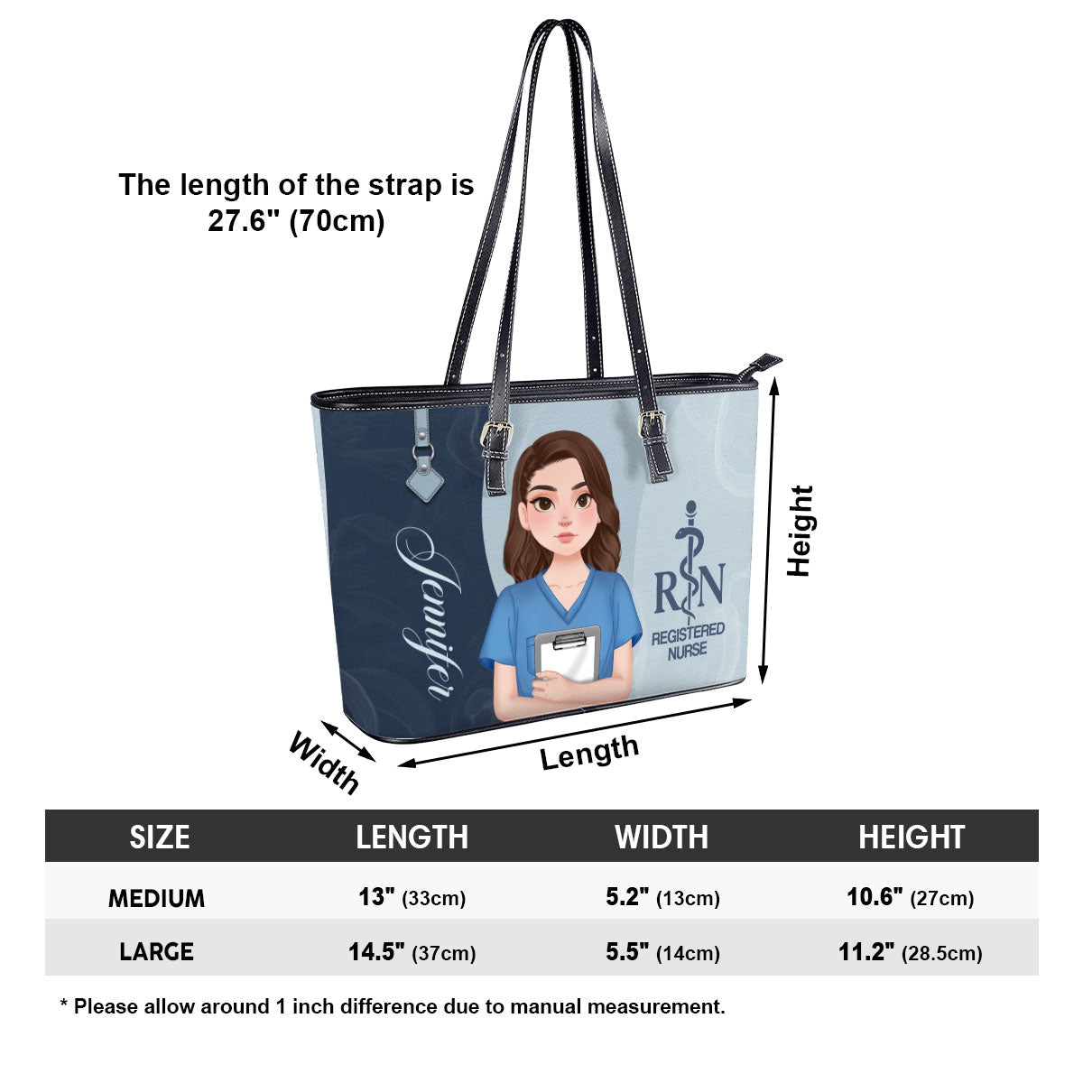 Endless Love Nurse - Personalized Custom Nurse Leather Tote Bag