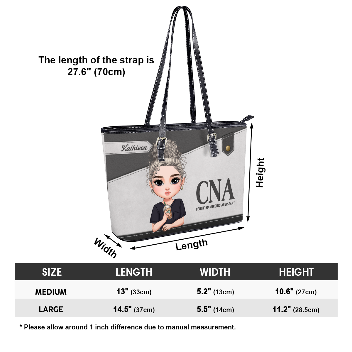 Diligent Nurse - Personalized Custom Nurse Leather Tote Bag