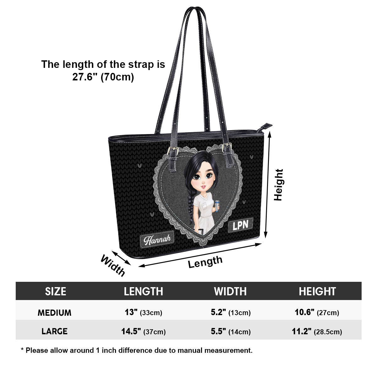 Just A Happy Nurse - Personalized Custom Nurse Leather Tote Bag