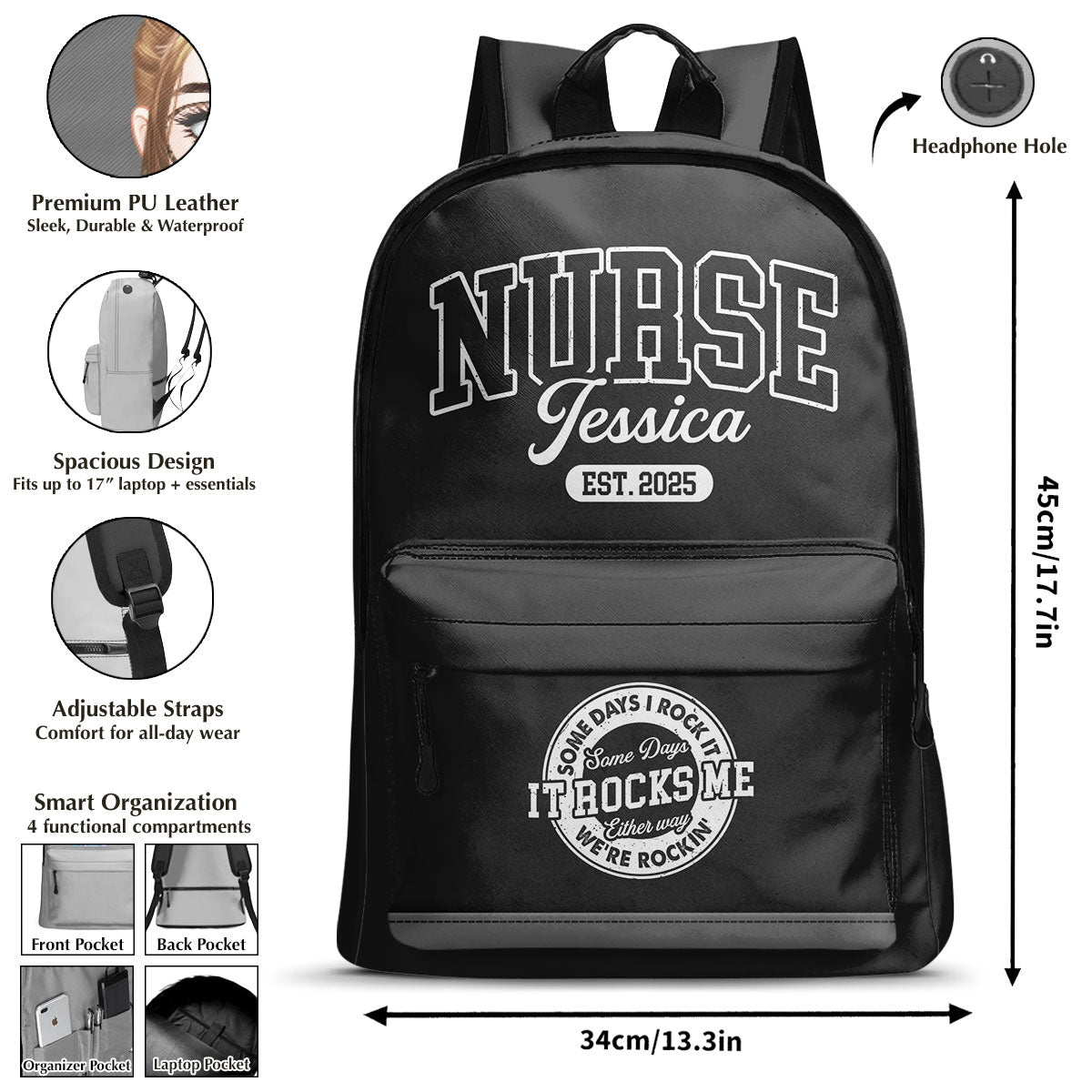 Varsity Style Nurse - Personalized Backpack