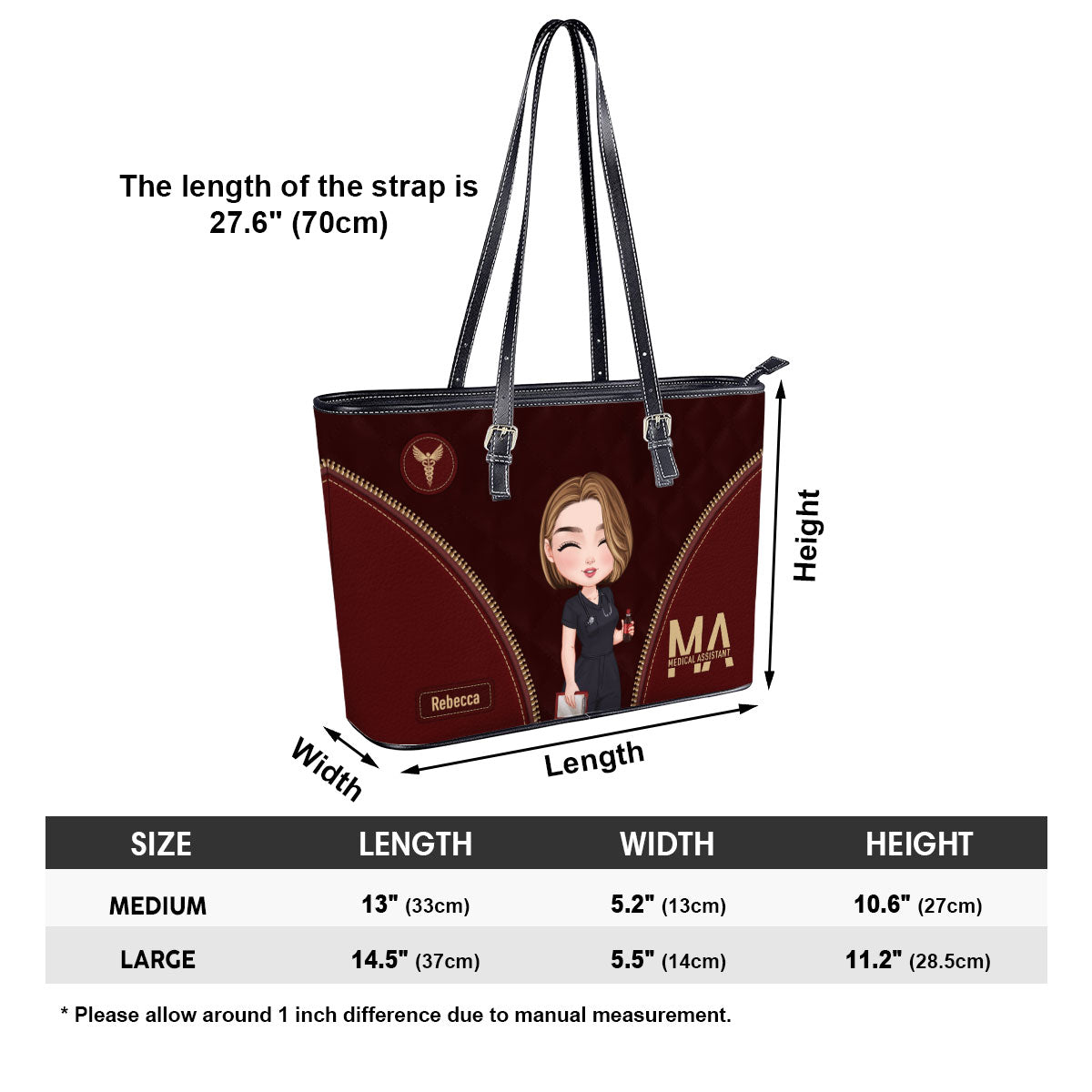 Humble Nurse - Personalized Custom Nurse Leather Tote Bag