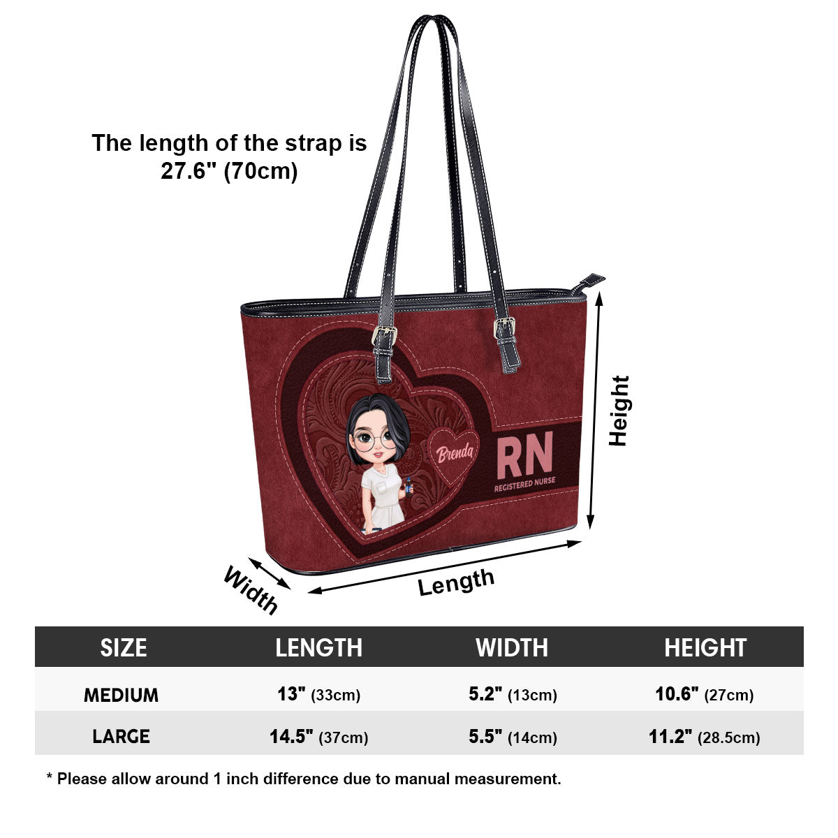 Sweet Nurse - Personalized Custom Nurse Leather Tote Bag