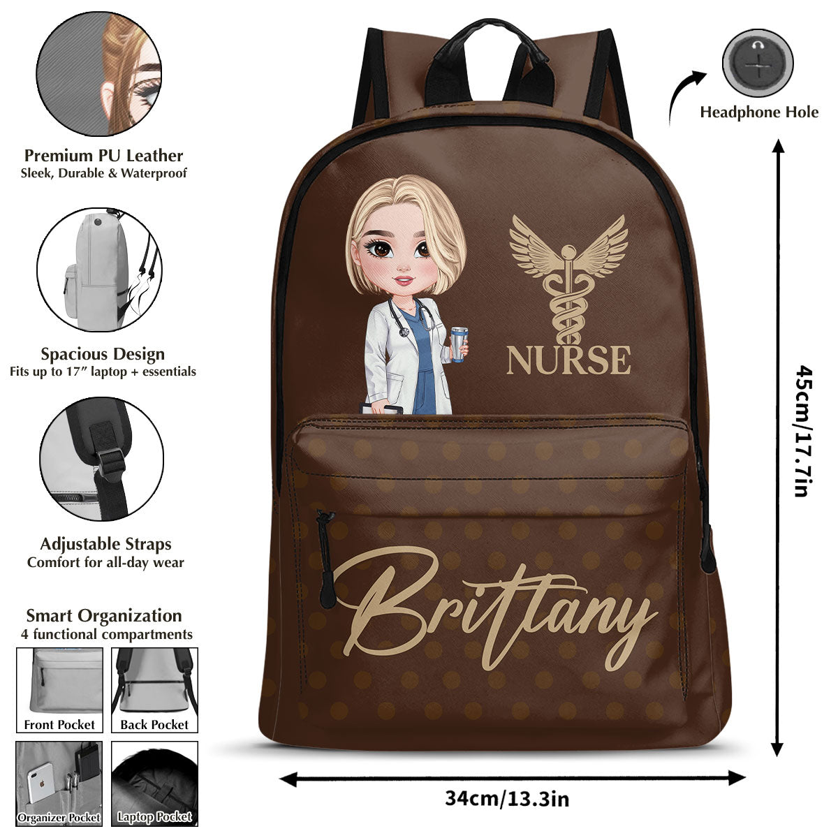 Polka Dot Nurse - Personalized Backpack