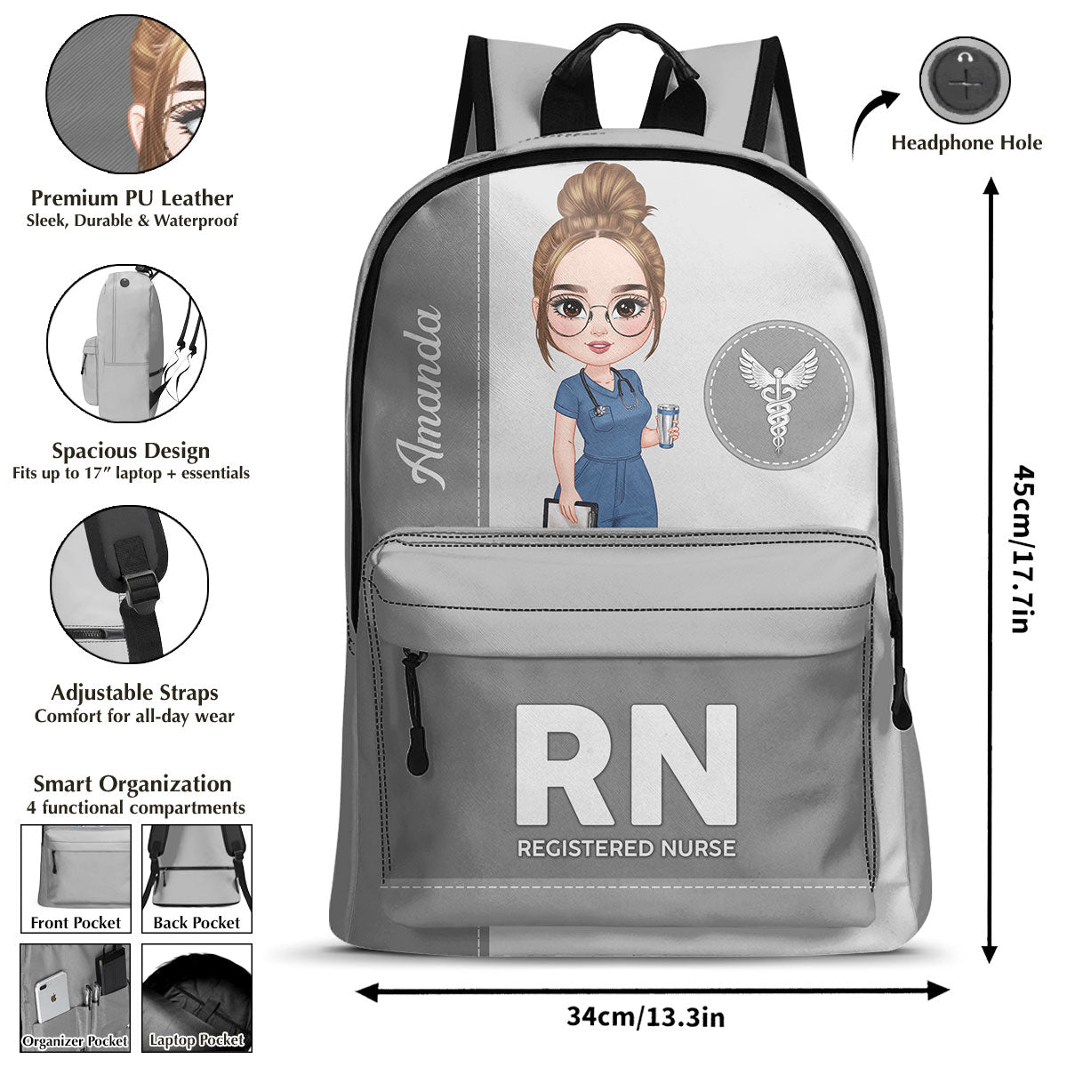 Elegant Nurse - Personalized Backpack