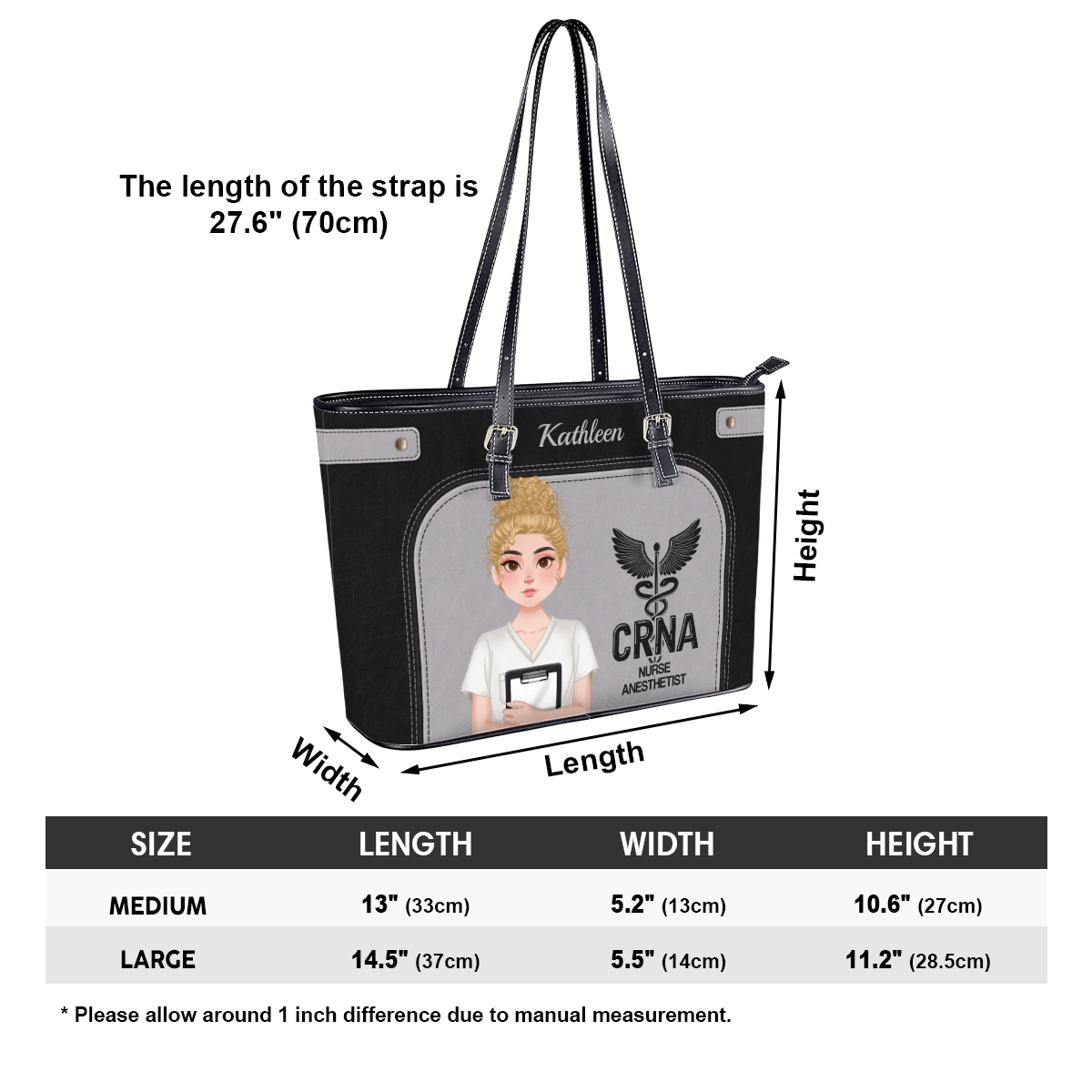 Enough To Be - Personalized Custom Nurse Leather Tote Bag