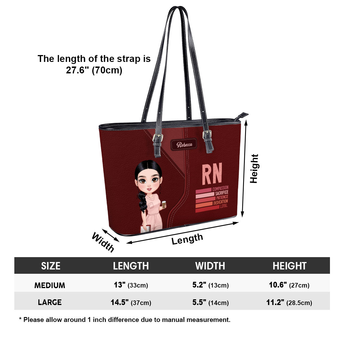 Nurse Dedication - Personalized Custom Nurse Leather Tote Bag