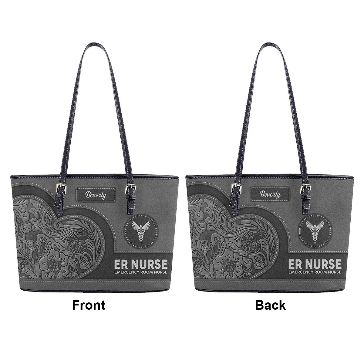 Seamless Pattern Nurse - Personalized Custom Nurse Leather Tote Bag