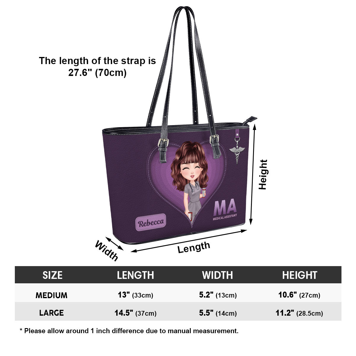 All Time Nurse - Personalized Custom Nurse Leather Tote Bag