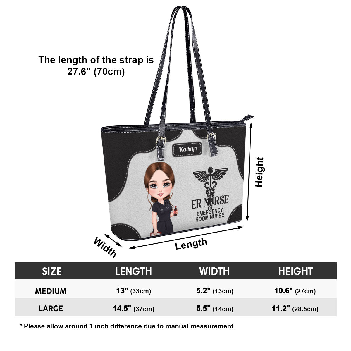 Nurse Caring - Personalized Custom Nurse Leather Tote Bag