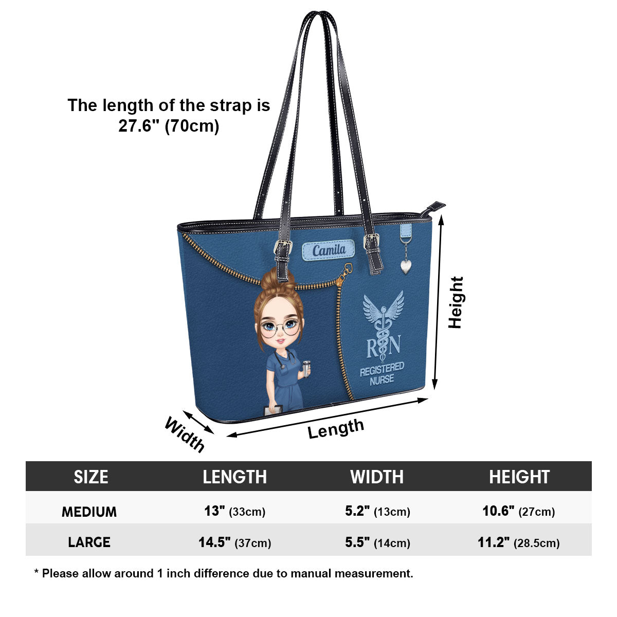 Glamorous Nurse Life - Personalized Custom Nurse Leather Tote Bag