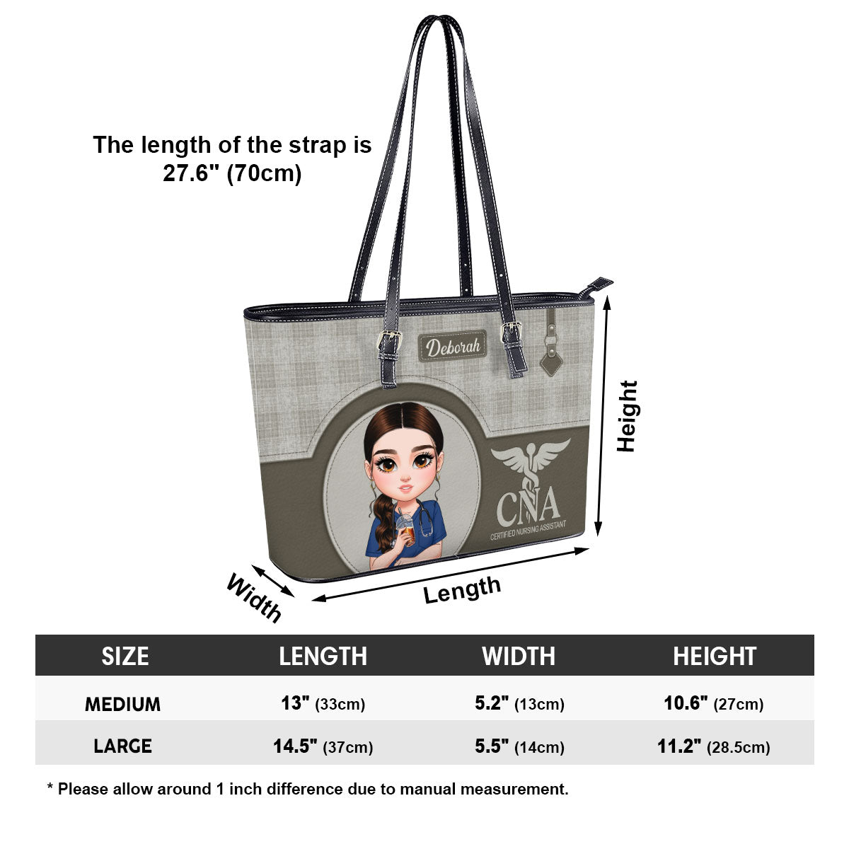 Nurse Grateful Life - Personalized Custom Nurse Leather Tote Bag