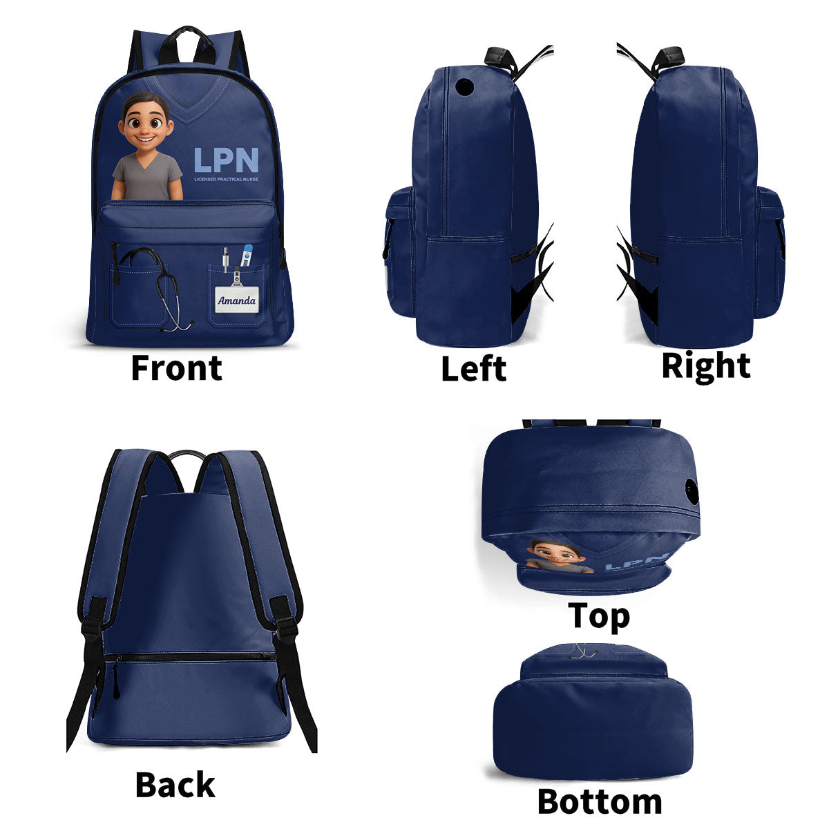 Nurse Scrubs Life Cartoon - Personalized Backpack