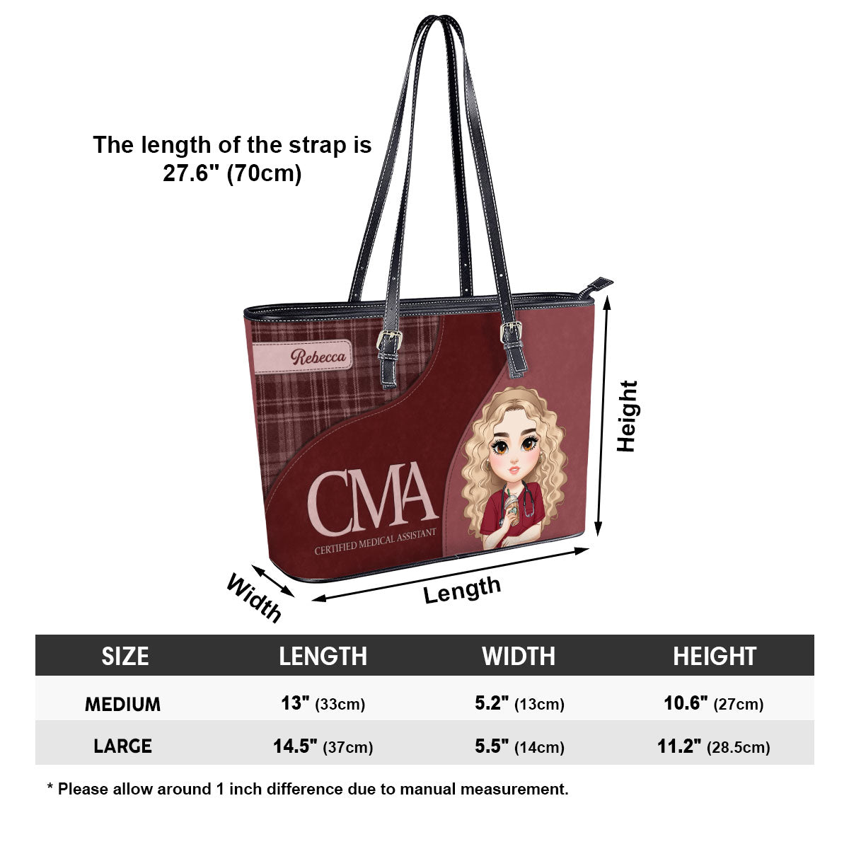 Nurse With Bright Life - Personalized Custom Nurse Leather Tote Bag