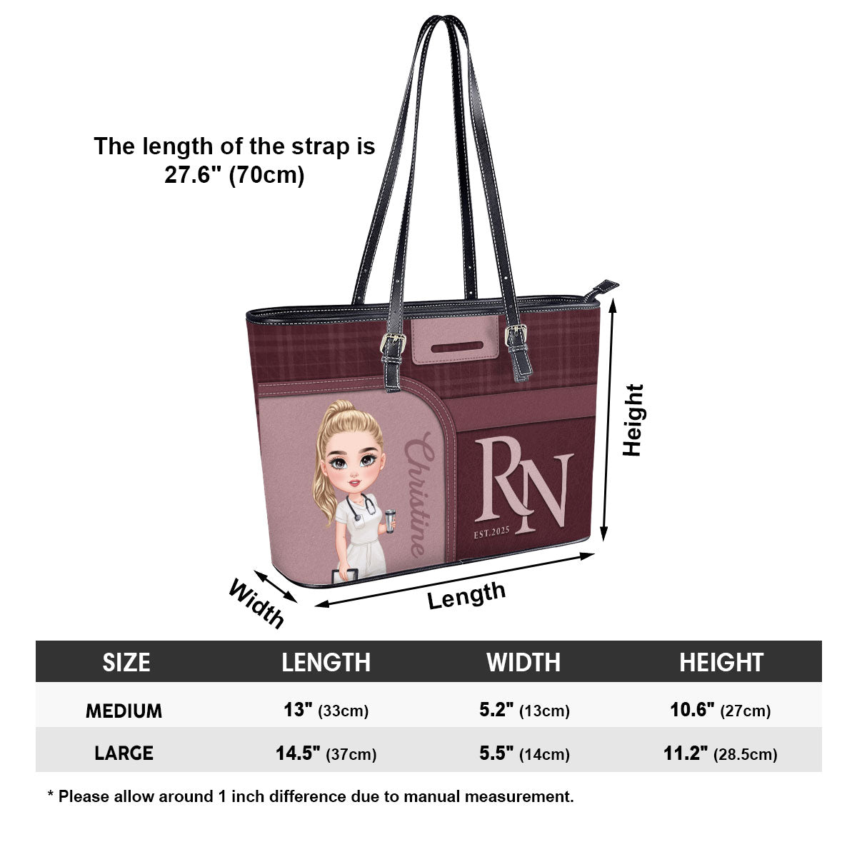 Nurse Prestige - Personalized Custom Nurse Leather Tote Bag