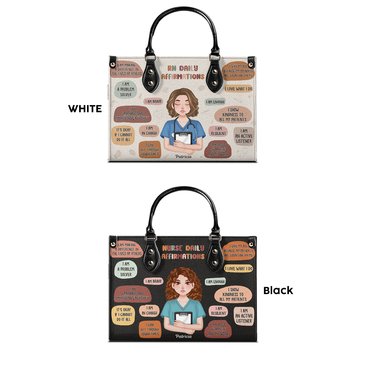Nurse Daily Affirmations - Personalized Custom Leather Handbag