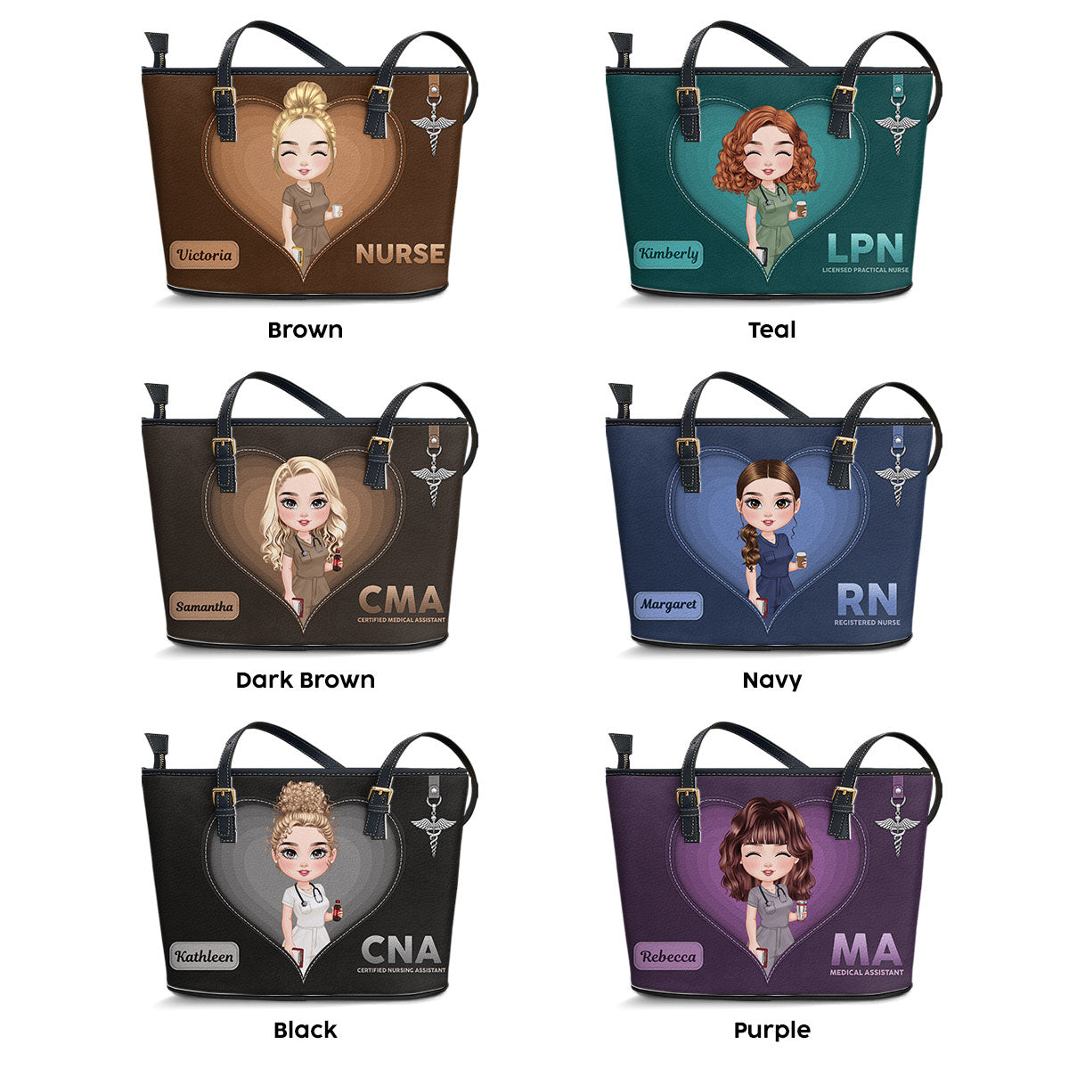 All Time Nurse - Personalized Custom Nurse Leather Tote Bag