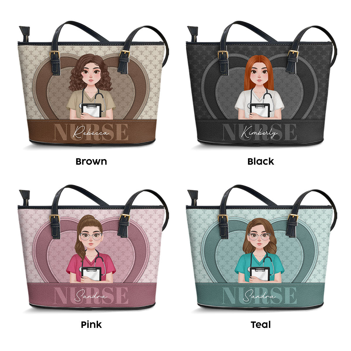 Heart And Mind - Personalized Custom Nurse Leather Tote Bag
