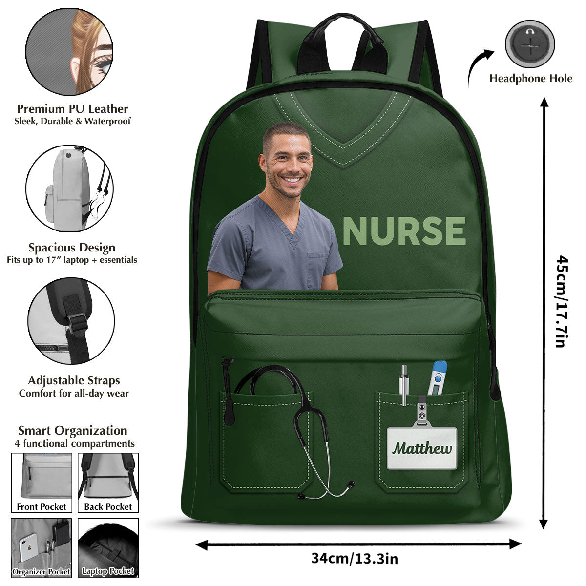 Nurse Scrubs Life Cartoon - Personalized Backpack