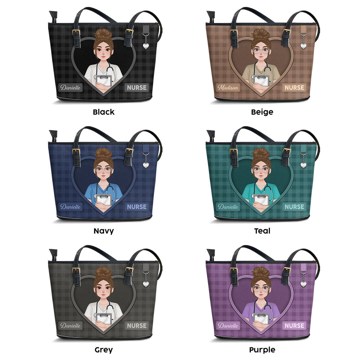 Daily Nurse Style - Personalized Custom Nurse Leather Tote Bag