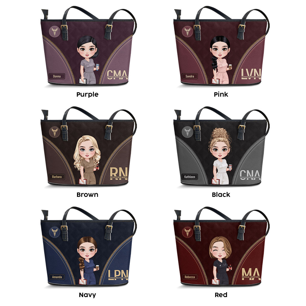 Humble Nurse - Personalized Custom Nurse Leather Tote Bag