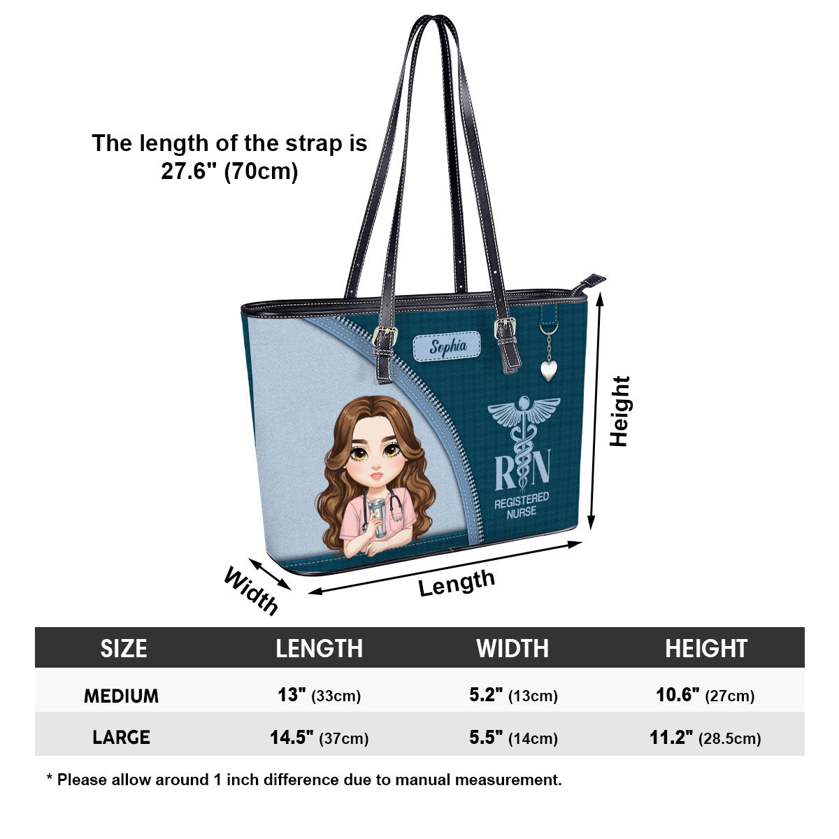 Nurse With Elegant Style - Personalized Custom Nurse Leather Tote Bag