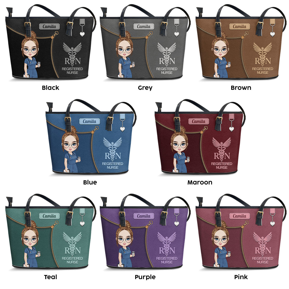 Glamorous Nurse Life - Personalized Custom Nurse Leather Tote Bag