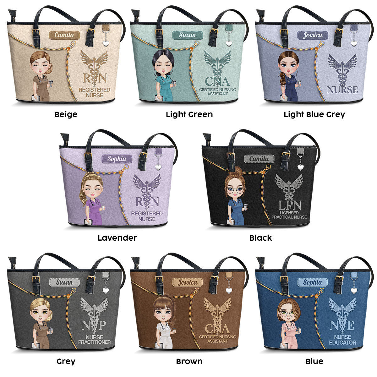 Watercolor Nurse - Personalized Custom Nurse Leather Tote Bag