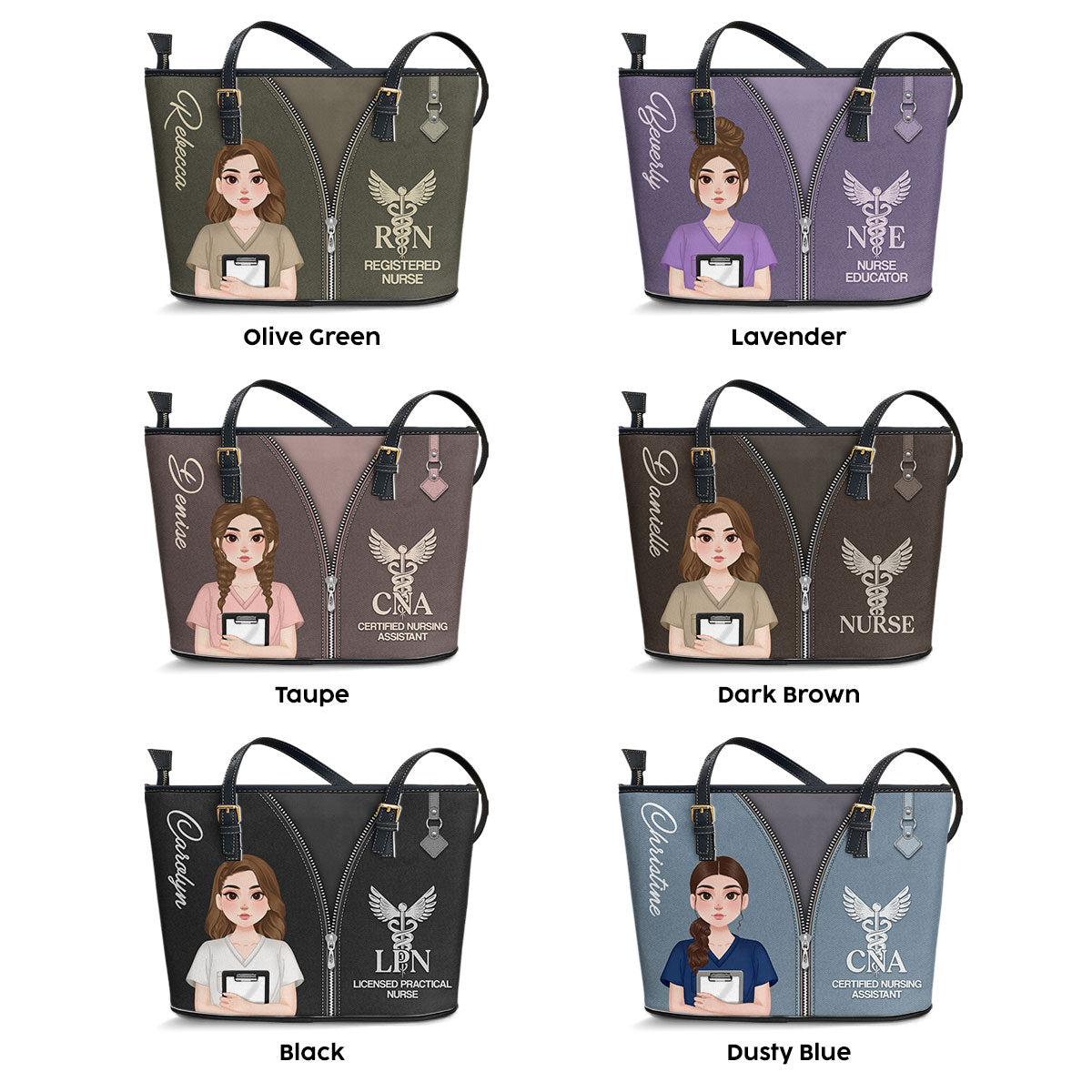 Nurse Modern Style - Personalized Custom Nurse Leather Tote Bag