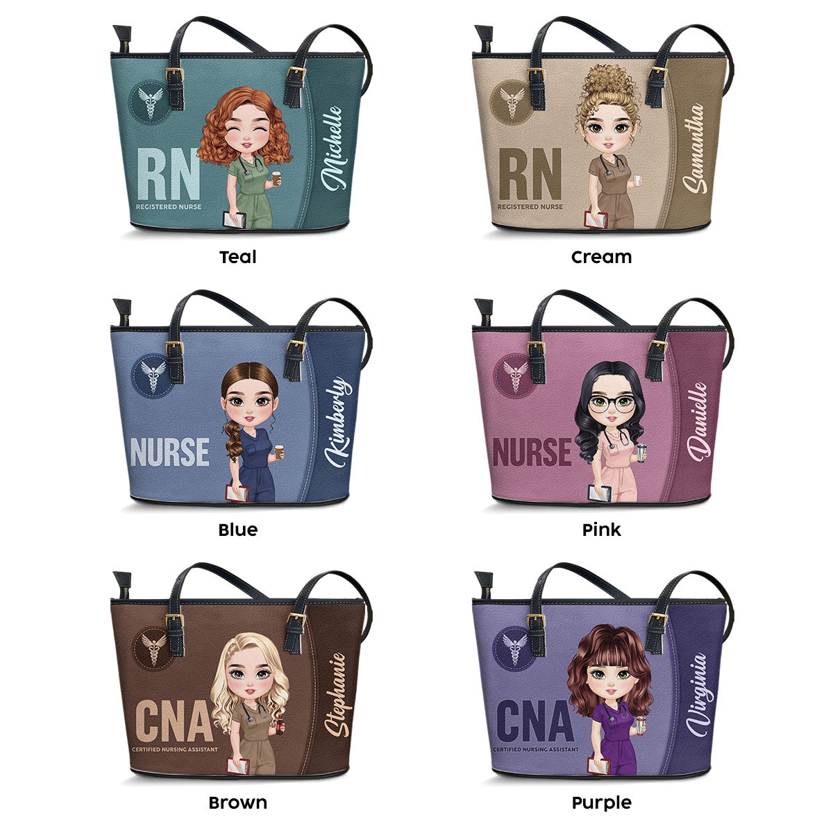 Timeless Style Nurse - Personalized Custom Nurse Leather Tote Bag