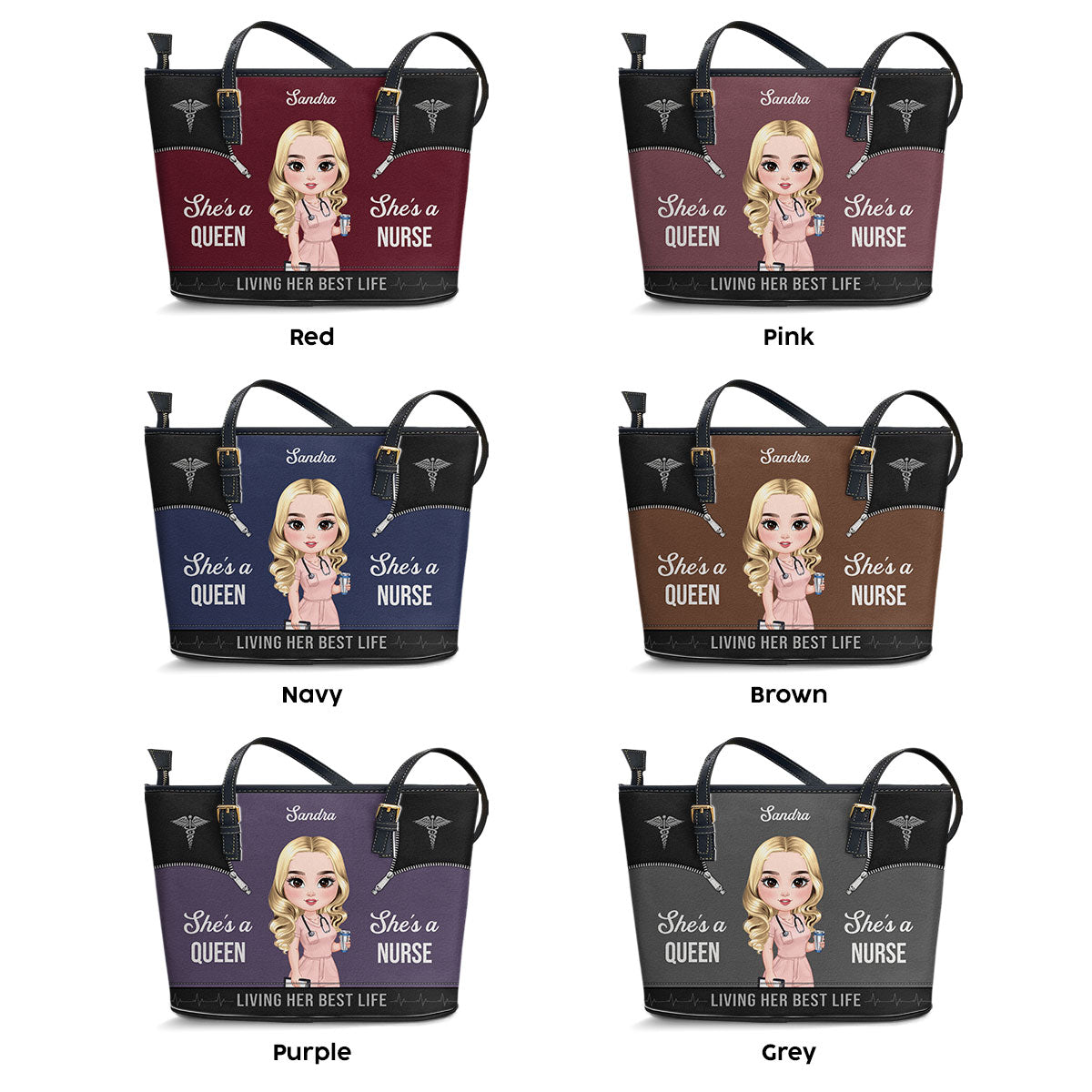 Nursing Queen Life - Personalized Custom Nurse Leather Tote Bag