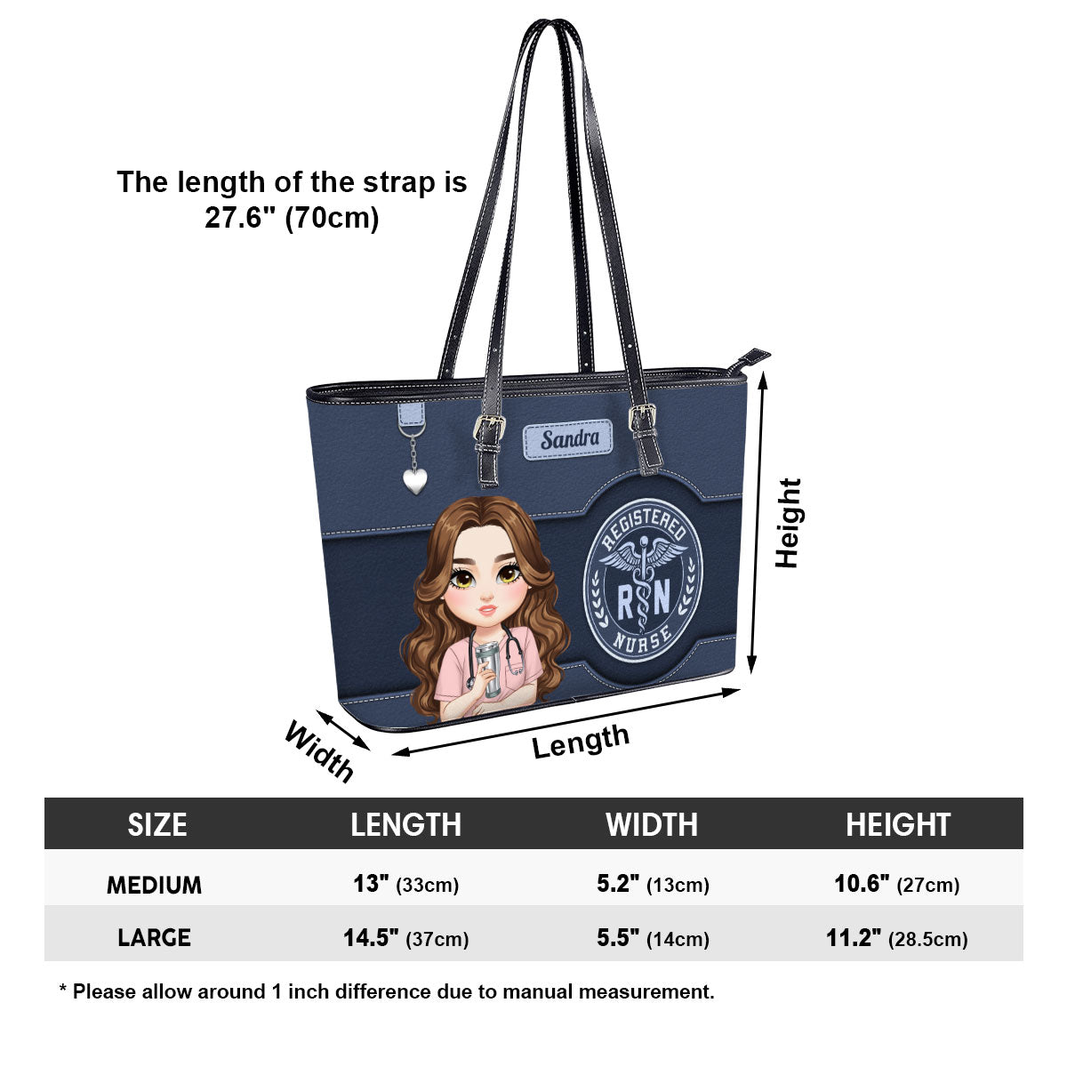 Classic Nurse Life - Personalized Custom Nurse Leather Tote Bag