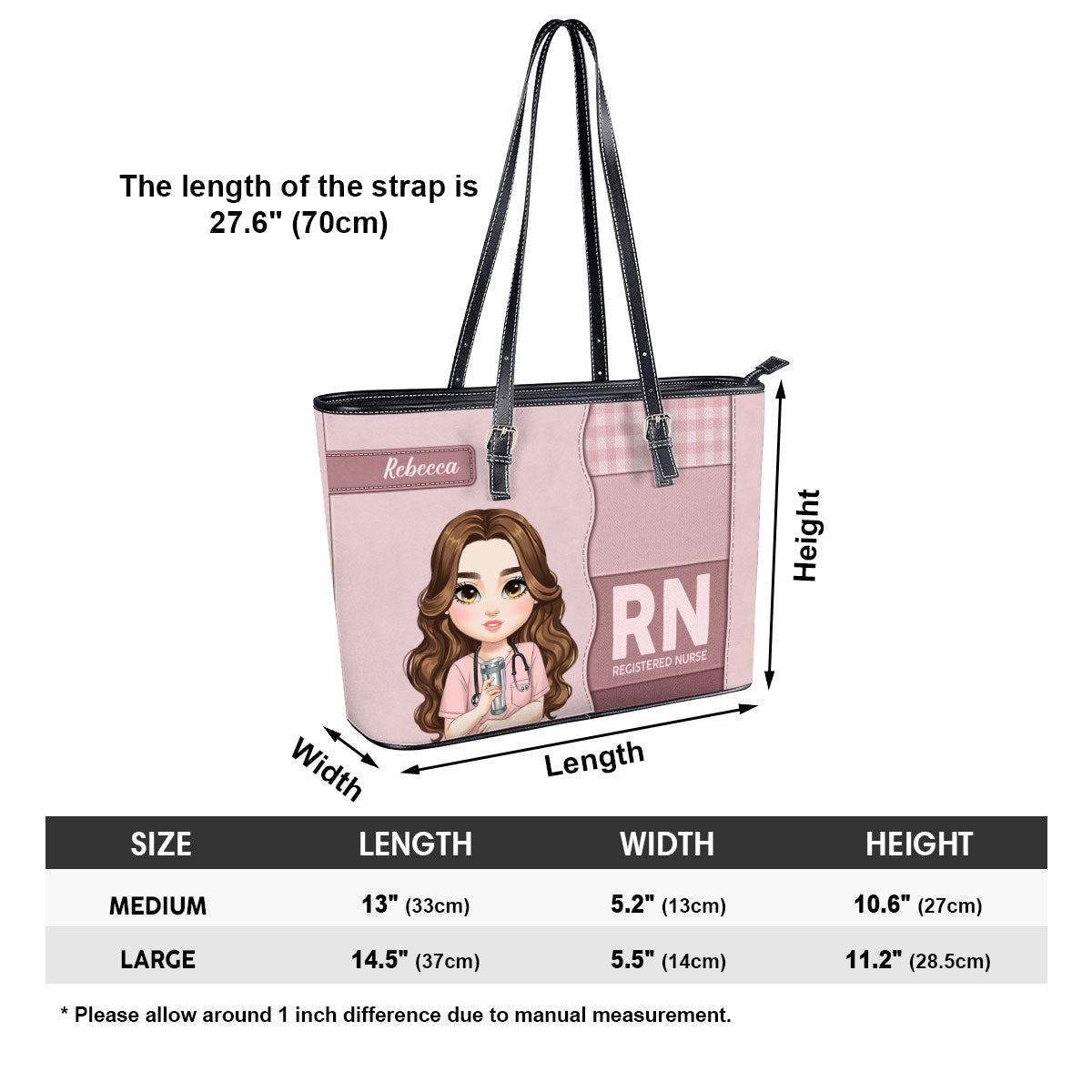 Sweet Nurse Girl - Personalized Custom Nurse Leather Tote Bag
