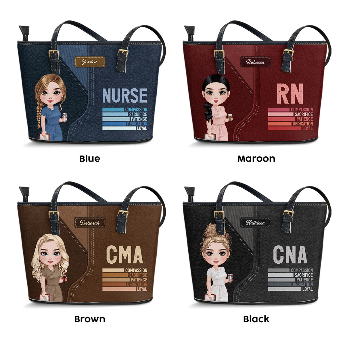 Nurse Dedication - Personalized Custom Nurse Leather Tote Bag